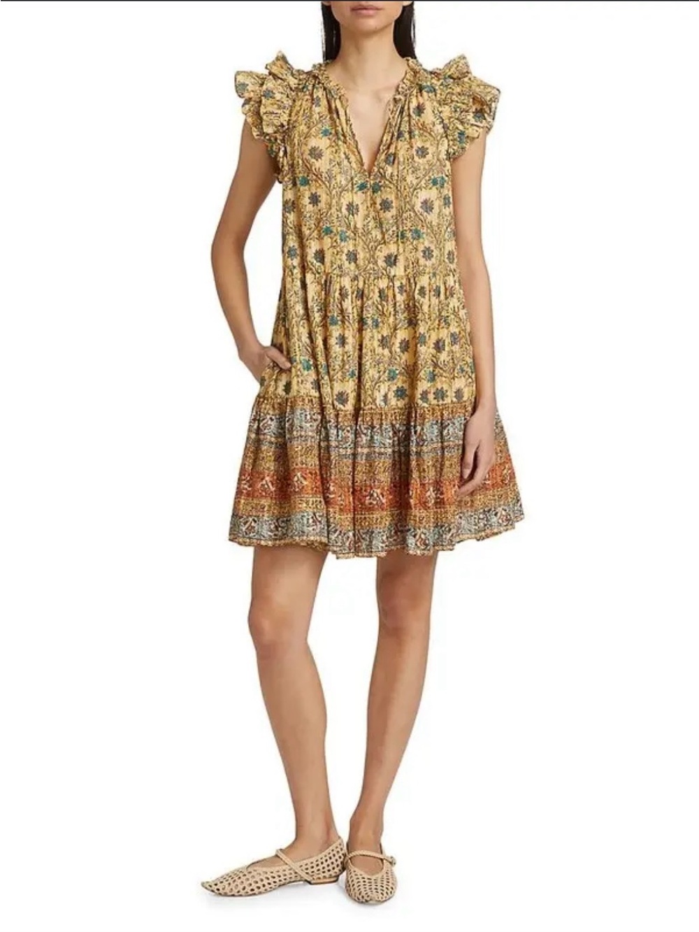 Ulla Johnson colleta botanical shadow stripe dress no size tag but fits small